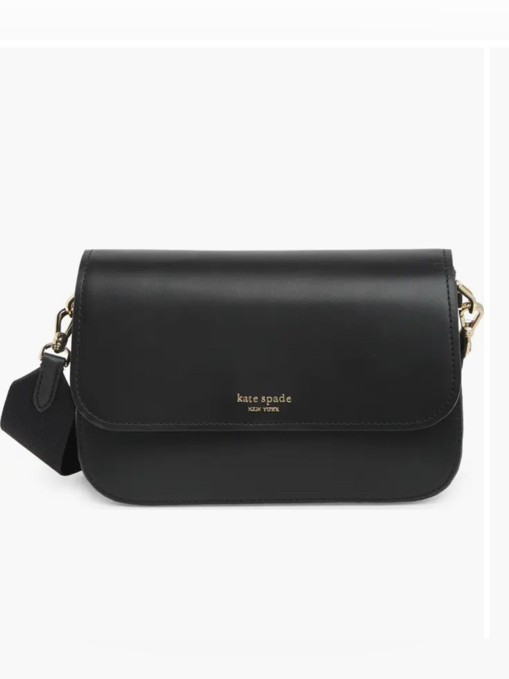 kate spade Black Leather Crossbody with Gold Hardware